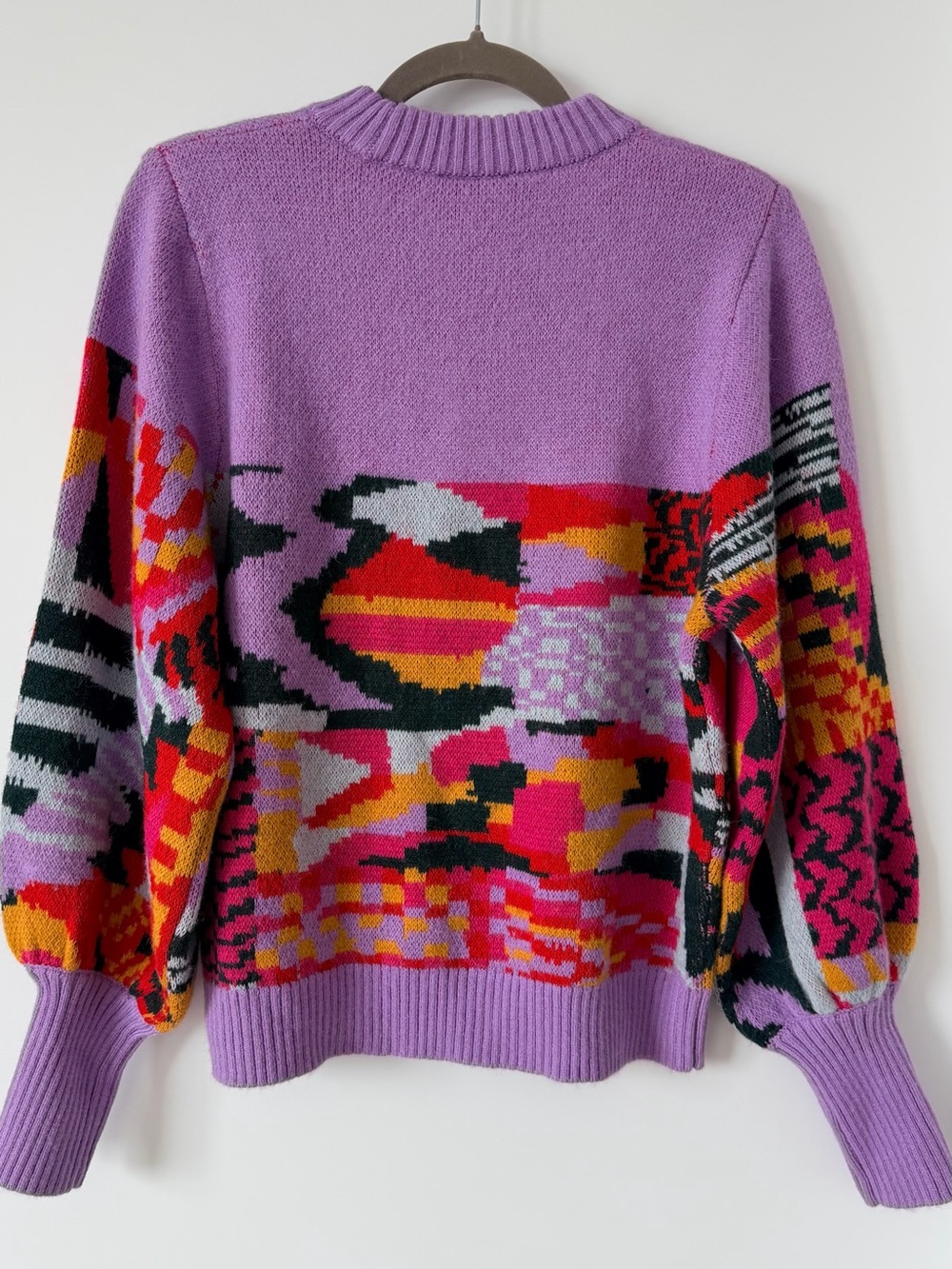 FARM RIO Lilac Geometric Pattern Crewneck Sweater - Picture 11 of 11